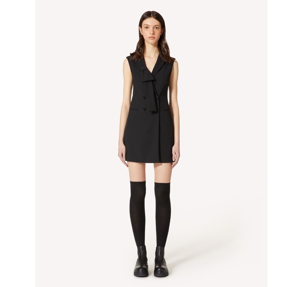 RED VALENTINO VISCOSE WOOL GABARDINE BLAZER DRESS WITH BOW - Picture 3 of 16